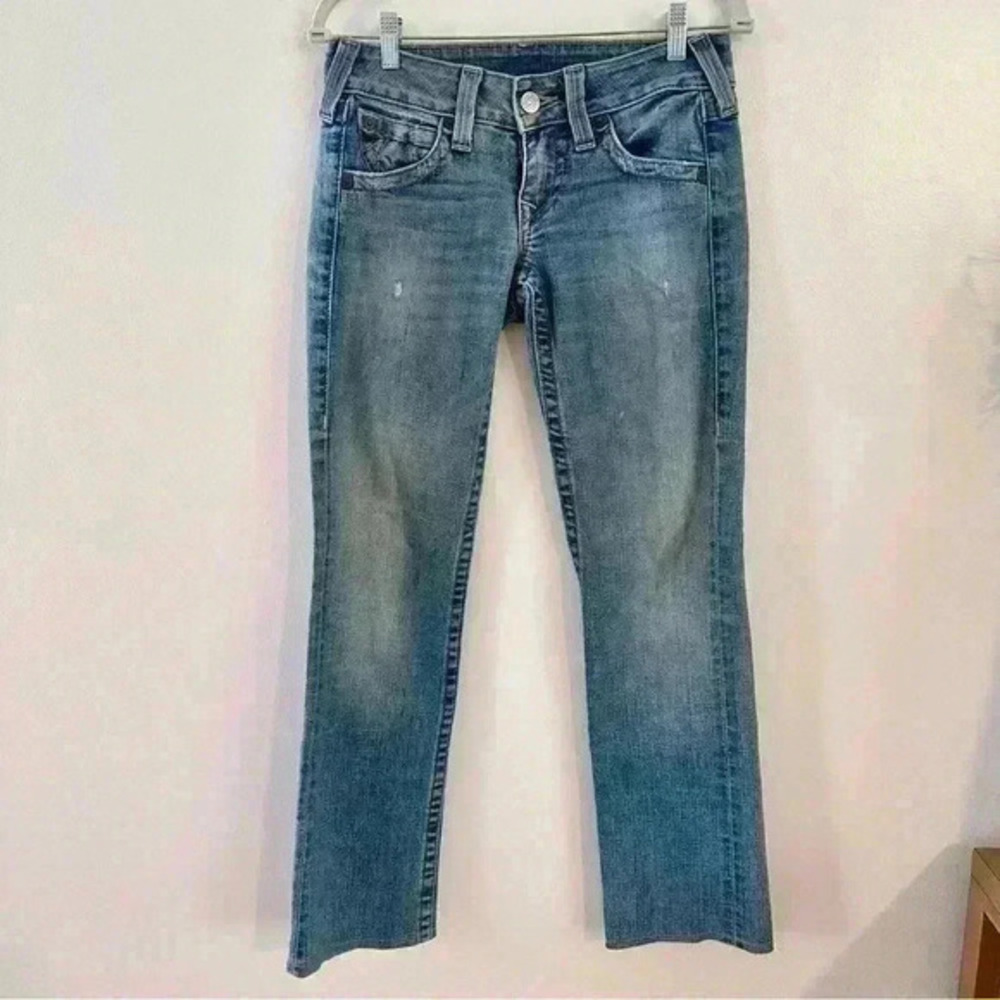 True‎ Religion Jeans Womens Size 28 Straight Leg Distressed Low Rise Vintage Y2k
